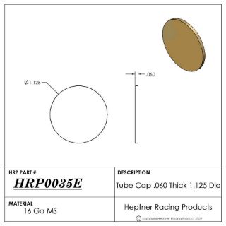 Picture of Tube Cap, MS, 0.060" Thick x 1.125" Dia