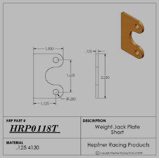 Picture of Weight Jack Plate, Short, 4130, 0.125" Thick