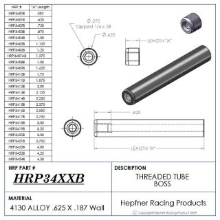 Picture of Boss 1 1/4" Long 5/16 x 24, Material 0.625 OD x 0.187, 4130
