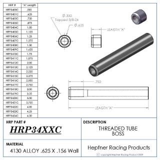 Picture of Boss 1 3/8" Long 3/8 X 24, Material 0.625 OD x 0.156, 4130